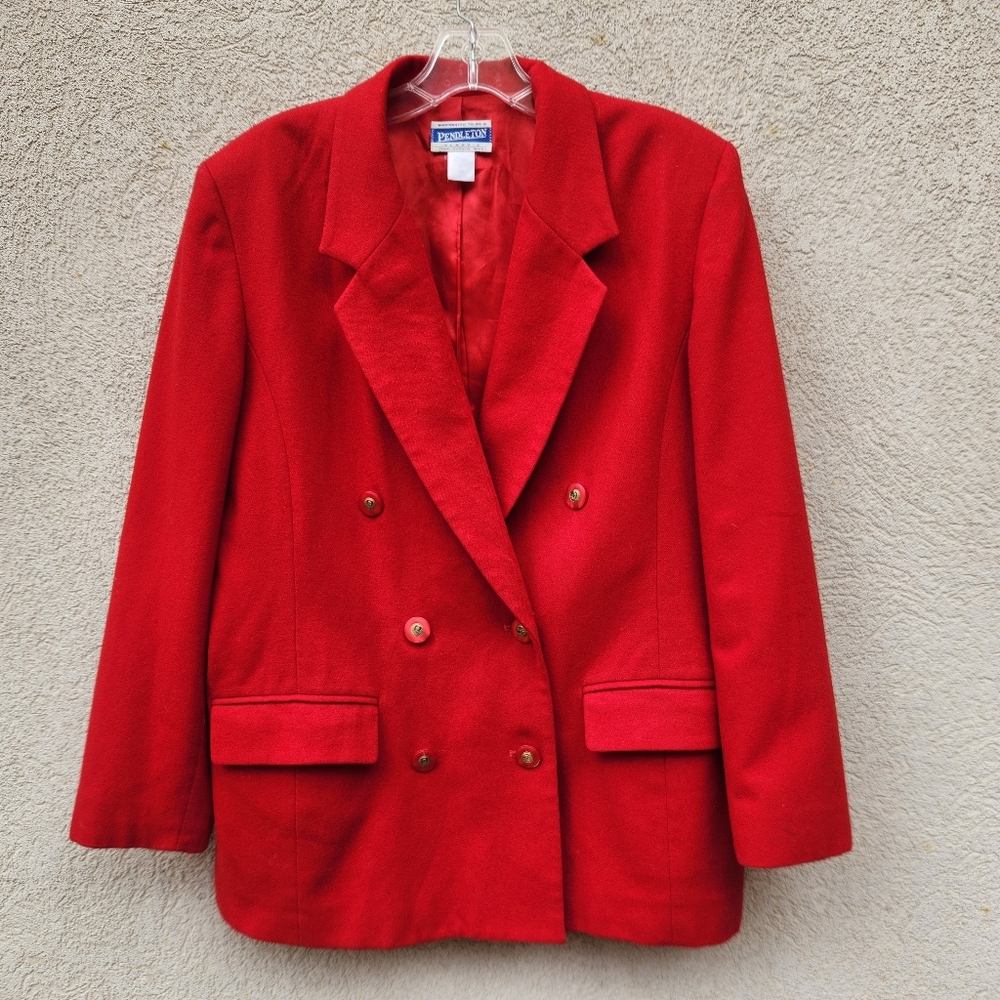 PENDLETON Women's Blazer Size 10 Red 100% Wool Vintage